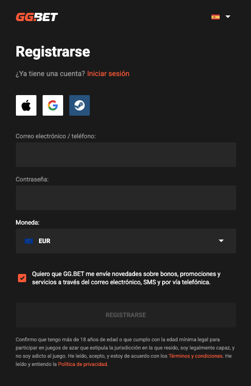 GGBet Registro